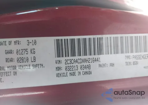 2010 Chrysler 300 Touring from USA, damaged, VIN 2C3CA4CDXAH216441